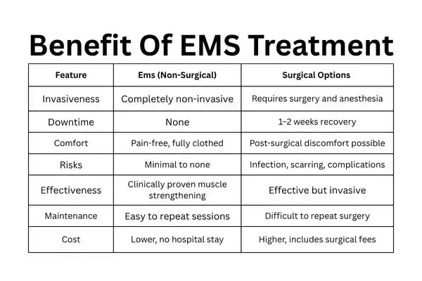 Table showing the benefits of Mixed Incontinence Treatment 